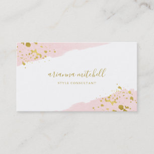 Blush Romance   Watercolor and Gold Script Business Card