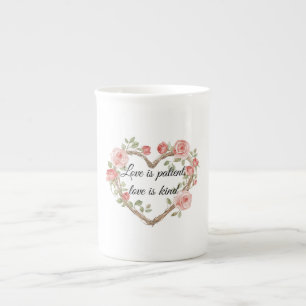 Blush Romantic Rose Floral Heart Love Bone China Mug