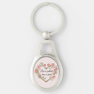 Blush Romantic Rose Floral Heart Love Key Ring