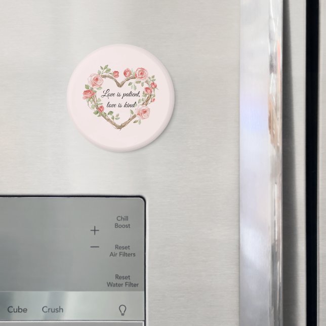 Blush Romantic Rose Floral Heart Love Magnet (In Situ (Fridge))