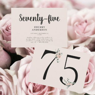 Blush Rose 75th Birthday Party Invitation