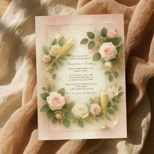 Blush Rose and Gold Champagne Engagement Party Invitation