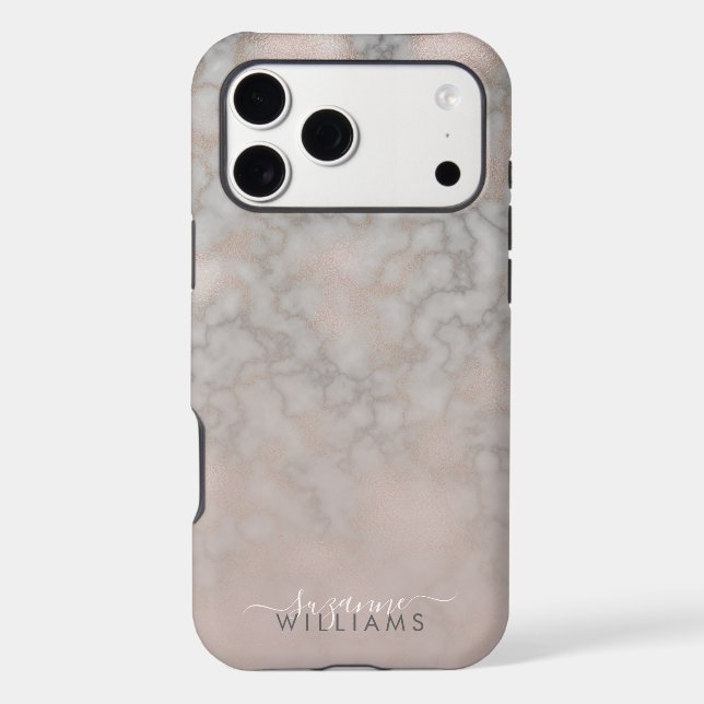 Blush Rose and Grey Elegant Marble Gradient (Back)
