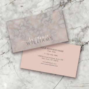 Blush Rose and Grey Marbled Elegance Business Card
