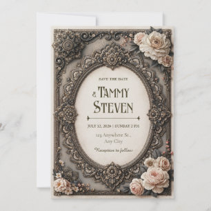Blush Rose Baroque Wedding Invitation