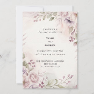 Blush Rose Botanical Wedding Invitation
