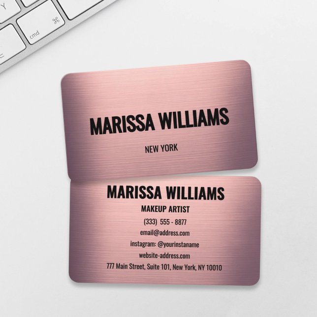 Blush Rose Brushed Metal Modern Business Card (Creator Uploaded)