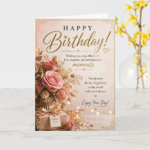 Blush Rose Candlelight Birthday Card