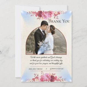 Blush Rose Church Wedding Gratitude Card