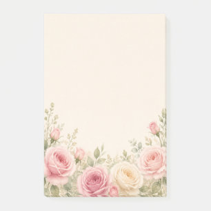 Blush Rose Cottage Garden Watercolor Post-it Notes
