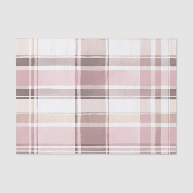 Blush Rose Cream Brown Stripes Birthday Tissue Paper (Front)