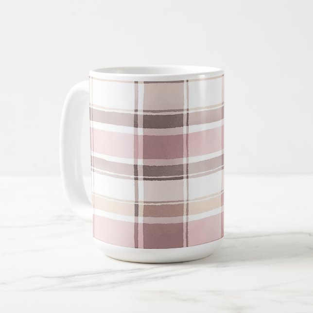 Blush Rose Cream Brown Stripes Bridal Shower Coffee Mug (Front Left)