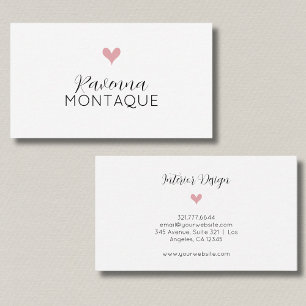 Blush Rose Decorative Heart Handwritten Name Business Card