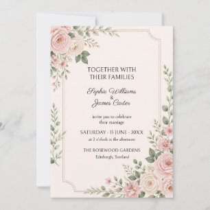 Blush Rose Eucalyptus Arch Wedding Invitation