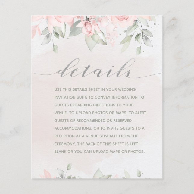 Blush Rose Eucalyptus Greenery Details Sheet (Front)