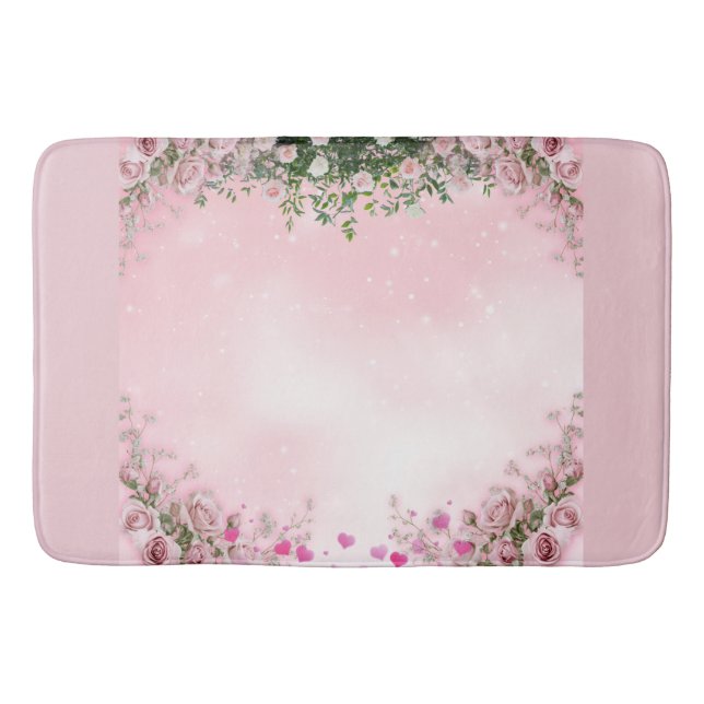 Blush Rose Floral Bathroom Mat (Front)