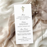Blush Rose Floral Cross First Communion Menu