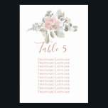 Blush rose floral dusty rose wedding seating chart table number<br><div class="desc">Blush rose floral dusty rose wedding seating chart table number cards. This wedding design is part of my Blush Rose Wedding collection (https://www.zazzle.com/collections/blush_rose_wedding-119664950616194974),  
where you can find wedding inviation,  save the date,  RSVP,  wedding enclosure,  menu,  wedding favour,  etc designs.</div>
