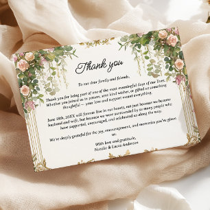Blush Rose Floral & Greenery Thank you Card