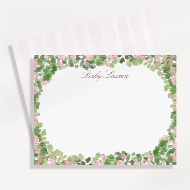 Blush Rose Garden Baby Shower Note Card (Creator Uploaded)