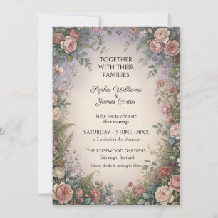 Blush Rose Garden Floral Wedding Invitation