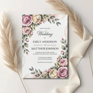 Blush & Rose Garden Floral Wedding Invitation
