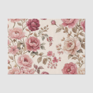 Blush Rose Garden Vintage Pattern Tissue Paper