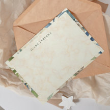 Blush Rose Garden Watercolor Floral Flat Note Card