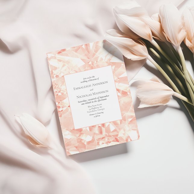 Blush Rose Gemstone Illusion Wedding Invitation (Creator Uploaded)