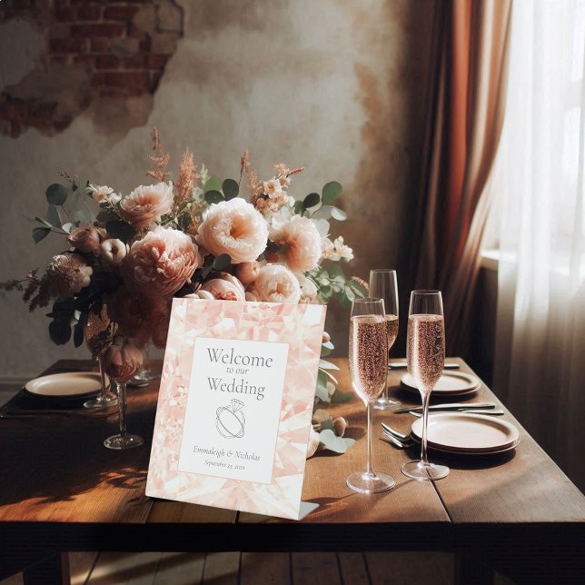 Blush Rose Gemstone Wedding Pedestal Sign (Creator Uploaded)