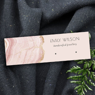 Blush Rose Gold Agate Marble Stud Earring Display Mini Business Card