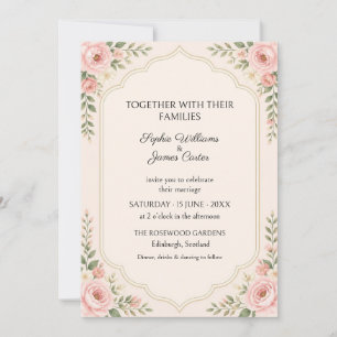 Blush Rose Gold Arch Wedding Invitation