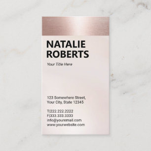 Blush Rose Gold Border Modern Bold Name Business Card