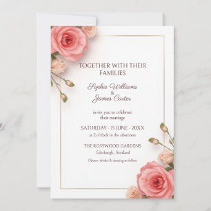 Blush Rose Gold Border Wedding Invitation