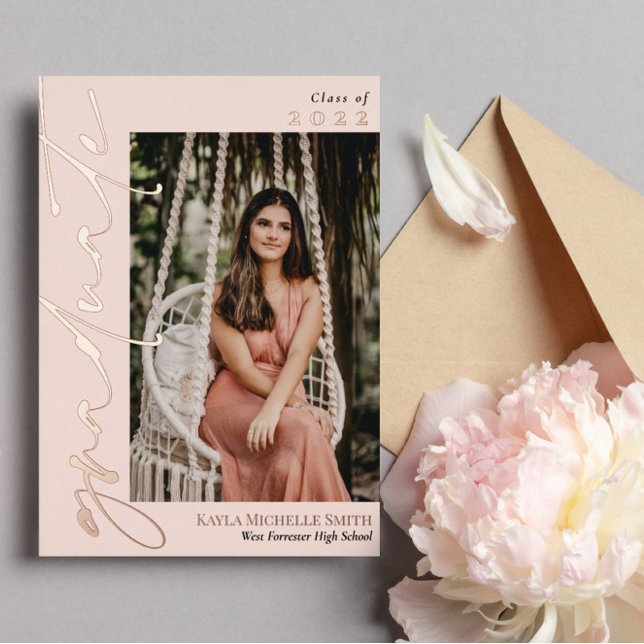 Blush Rose Gold Calligraphy Photo Graduation (Creator Uploaded)