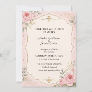 Blush Rose Gold Celestial Wedding Invitation