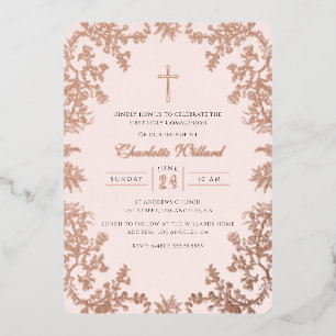 Blush Rose Gold Cross Vintage First Communion