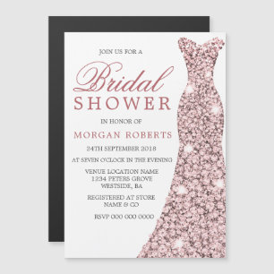 Blush & Rose Gold Dress Bridal Shower Magnetic Invitation