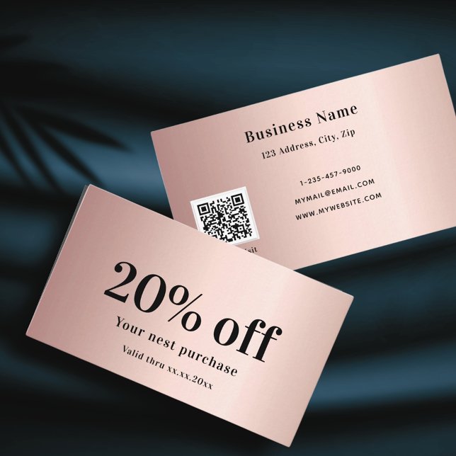 Blush rose gold elegant qr code  discount card (Creator Uploaded)