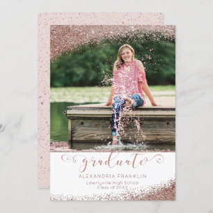 Blush & Rose Gold Elegant Script Graduate Invitation