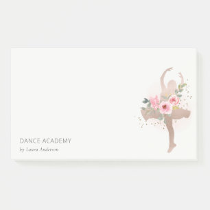 Blush Rose Gold Floral Dancer Dance Academy Logo Post-it Notes