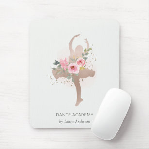 Blush Rose Gold Floral Girl Dancer Dance Academy Mouse Mat