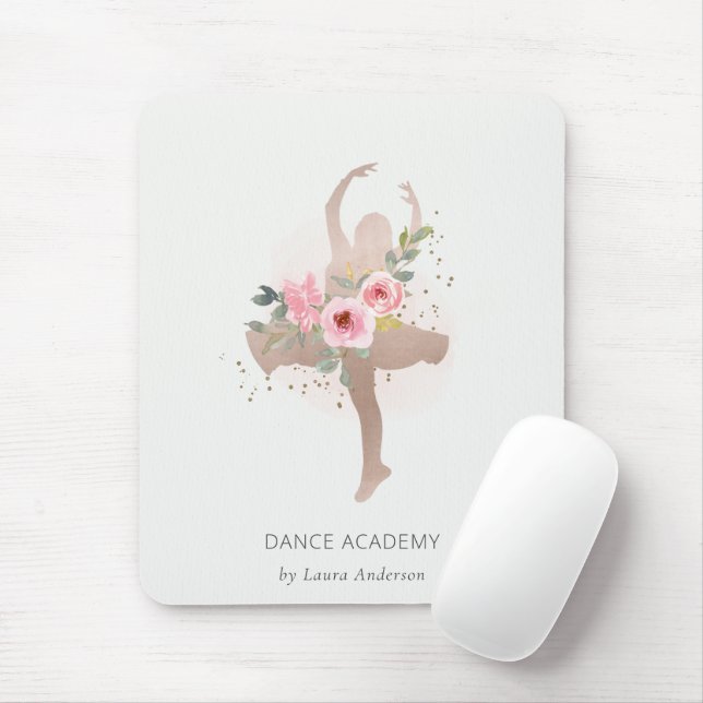 Blush Rose Gold Floral Girl Dancer Dance Academy Mouse Mat (With Mouse)