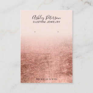 Blush rose gold foil jewelry earring display business card