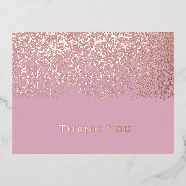 Blush Rose Gold Foil Wedding Thank You  Foil Holiday Postcard (Front)