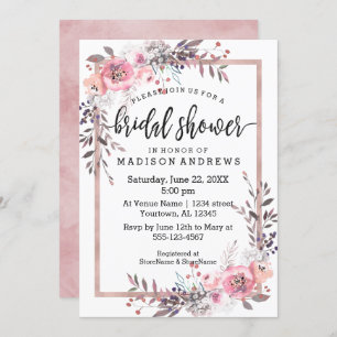 Blush & Rose Gold Framed Bridal Shower Invitation