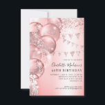 Blush Rose Gold Glitter Balloon Any Age Birthday Card<br><div class="desc">Modern Elegant Blush Pink Rose Gold Glitter Sparkle Banner Balloon Any Age Birthday</div>