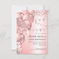 Blush Rose Gold Glitter Balloon Any Age Birthday