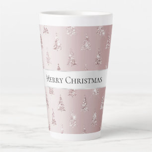 Blush Rose Gold Glitter Christmas Trees Latte Mug