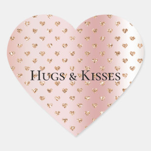 Blush Rose Gold Glitter Hearts  Heart Sticker